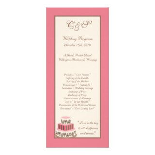 Pink/Brown Wedding Cake Programs Personalized Rack Card