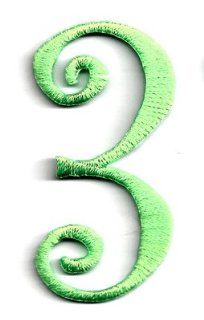 Numbers   Lime Green Number "3"   Iron On Embroidered Applique 