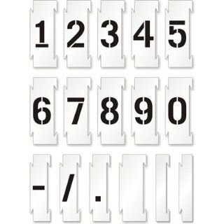 SmartSign Kit of Polyethylene Reusable Stencils, Legend "Number Kit, 3 Characters, Spacer, Two Ends", 4" high x 10" wide, Black on White