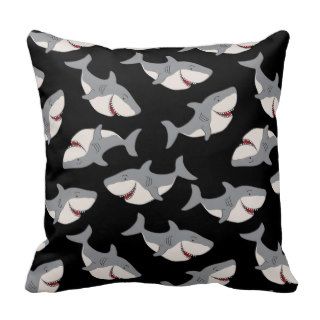 Cute Funny Black Gray Shark Pattern Cushion Pillow