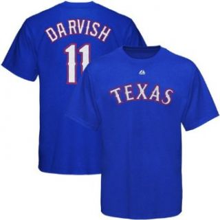 MLB Majestic Yu Darvish Texas Rangers #11 Youth Player T Shirt   Royal Blue (X Large)  Sports Fan T Shirts  Clothing