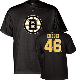 David Krejci Black Reebok Boston Bruins Name & Number T Shirt  Sports Related Merchandise  Sports & Outdoors