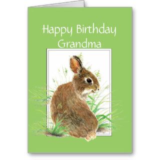 Funny Birthday Grandma, Cute Rabbit, Carrot Cake Greeting Card