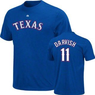 MLB Majestic Yu Darvish Texas Rangers #11 Player T Shirt   Royal Blue  Baseball Equipment  Sports & Outdoors