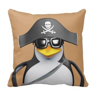 Cute 3d Penguin Pirate (editable) Pillow