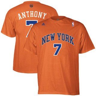 NBA adidas New York Knicks #7 Carmelo Anthony Orange Net Number T shirt  Sports Fan T Shirts  Sports & Outdoors