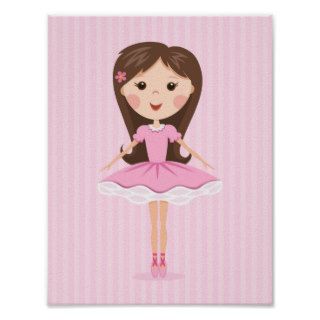 Cute little ballerina cartoon girl in pink tutu posters