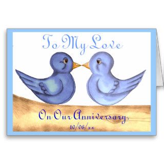Love Birds (Blue) Greeting Card