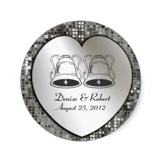 Custom Wedding Bells On Heart & Sequins Sticker