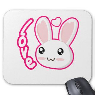 Bunny Love   Rabbit Bunnies Chibi Cute Mouse Pad