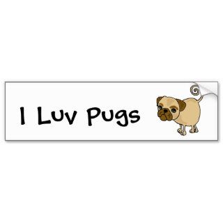XX  Funny Pug Puppy Dog Cartoon Bumper Stickers