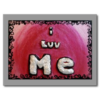 I Luv Me Mixed Media 3D Sculpture Relief Painting Post Cards