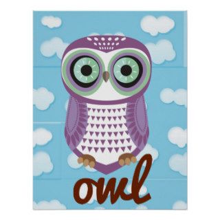 Owl Purple Poster with letter