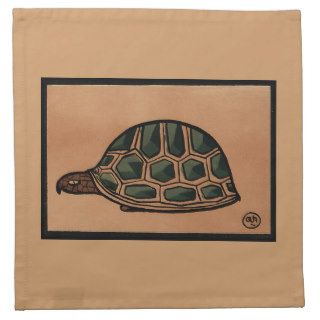 Turtle   Antiquarian, Colorful Book Illustration Printed Napkin