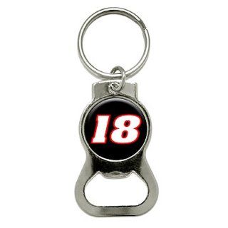 Graphics and More 18 Number   Racing Bottle Cap Opener Keychain Ring (KB0256)  Automotive Key Chains 