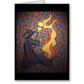 Stained Glass Witch Greetings Cards