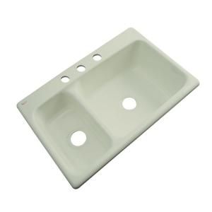 Thermocast Wyndham Drop in Acrylic 33x22x9.25 in. 3 Hole Double Bowl Kitchen Sink in Jersey Cream 42306