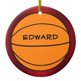 Personalized Basketball Ball Player Fan Red Christmas Ornament
