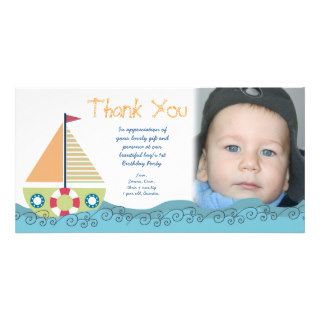 Thank You Baby Boy's 1st Birthday Party Photocard Photo Cards