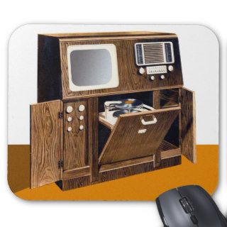 Retro Vintage Kitsch Hi Fi TV Radio Phonograph Set Mousepads