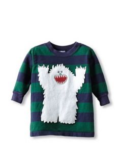 Mulberribush Baby Boys Infant Abominable Snowman Applique Stripe Jersey Shirt, Navy/Green, 12 Months Clothing