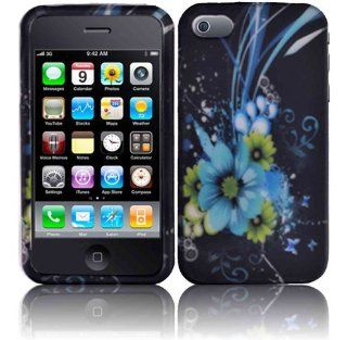 Blue Flower Hard Case Cover for Apple Iphone 4 4G 4S 4GS Cell Phones & Accessories