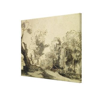 Landscape with a path,almost dead tree on left gallery wrap canvas
