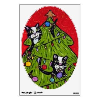 Folk Art Cats Christmas Tree Room Graphic