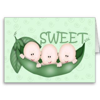 Sweet Little Pea Triplets Greeting Card