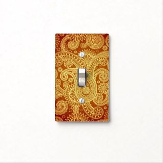 Gold and Maroon Paisley Light Switch Cover