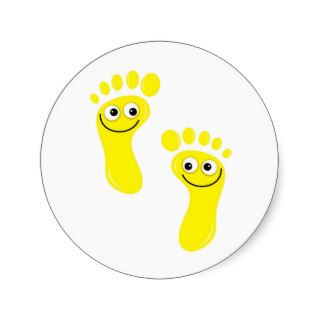 Happy Yellow Feet Round Sticker