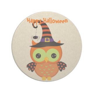 Halloween Owl with Hat Drink Coaster