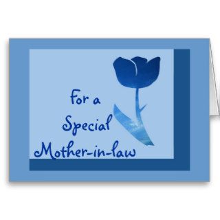 Happy Birthday, Mother in law, blue flower Greeting Card