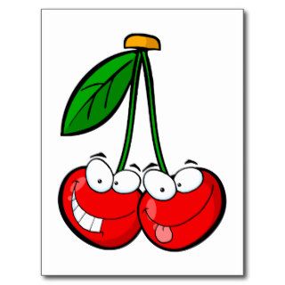 cute silly cartoon character cherries cherry postcards