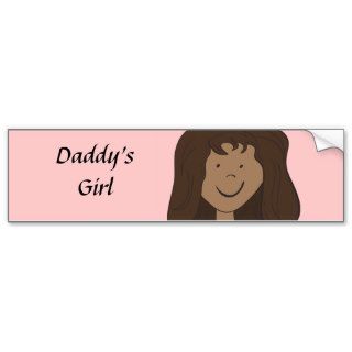 Dark Skin Little Girl Cartoon Cute Daddy's Girl Bumper Sticker