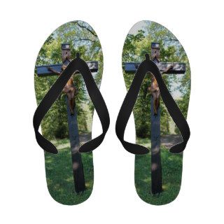 Crucifix with Jesus Flip Flops