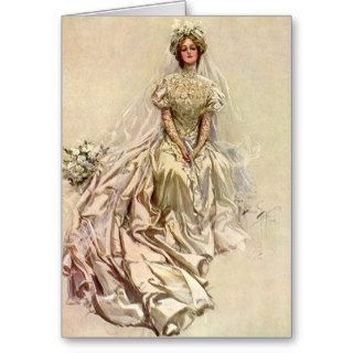 Vintage Victorian Bride Flowers, Bridal Portrait Greeting Cards