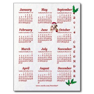 2014 Postcard Calendar Bulldog Puppy Simple Design
