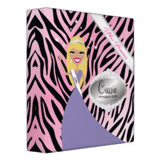 TT Miss Beauty Princess Zebra   Purple Blonde 3 Ring Binder