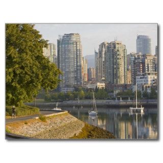 Cyclist along the Seawall Trail in downtown Post Card