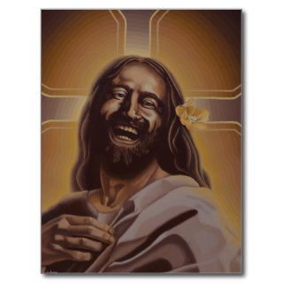Laughing Jesus post card