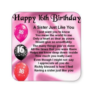 Happy 16th Birthday   sister poem Sticker