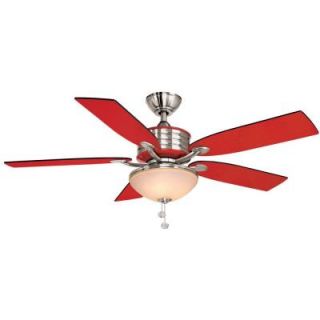 Hampton Bay Santa Cruz 52 in. Brushed Nickel Ceiling Fan with Red Accents AG712 BN+RD