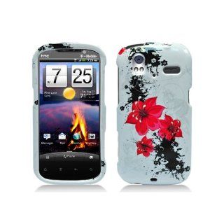 White Red Flower Hard Cover Case for HTC Amaze 4G Cell Phones & Accessories