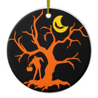 Halloween Zombie and Tree Christmas Tree Ornament