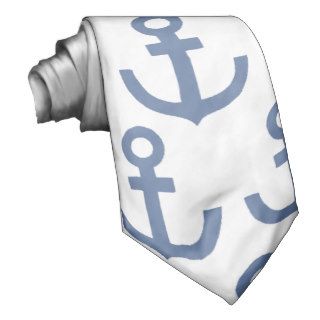 Cute Girly Blue White Anchor Pattern Neckwear