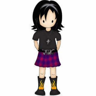 Cute and Funky Little Emo or Goth Girl Cartoon Photo Sculptures