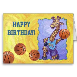 Basketball Giraffe Happy Birthday Card