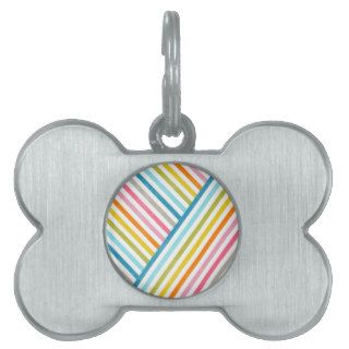 Cool colourful trendy two ways across stripes pet name tags