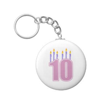 10 Birthday Candles (Pink / Purple) Key Chain